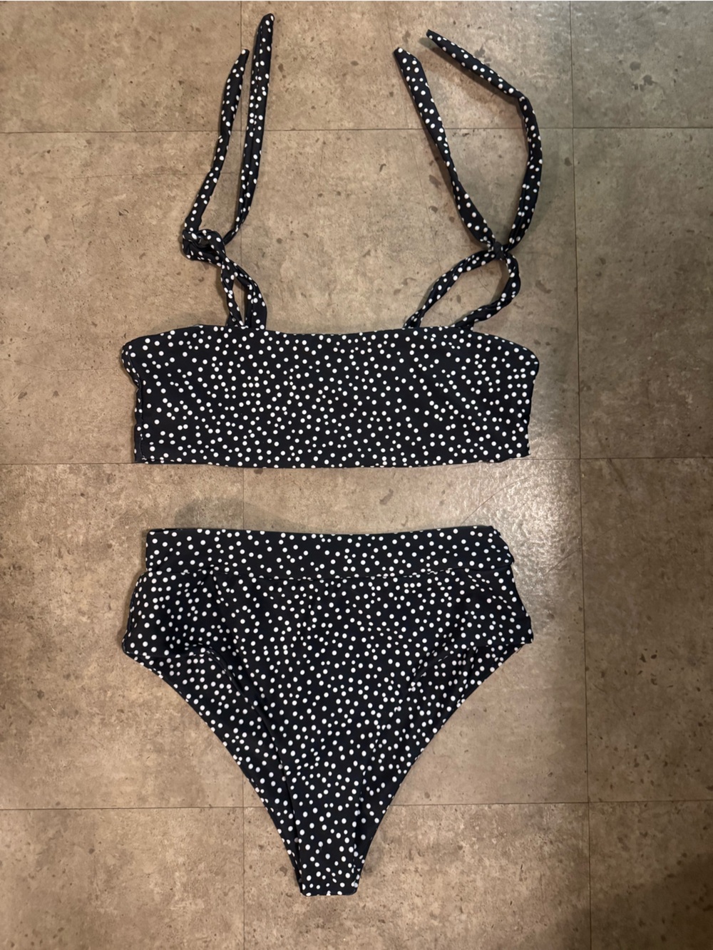 SHEIN Black and White Polka Dot Bikini Set